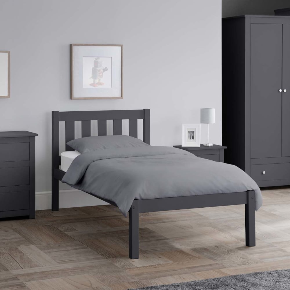 Luna Dark Grey Wooden Bed Bedroom Image