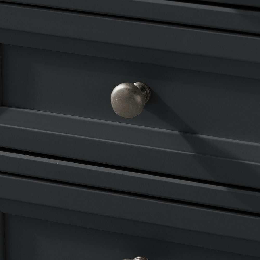 Maine Anthracite Wooden 3 Drawer Bedside Table Handles Close-Up