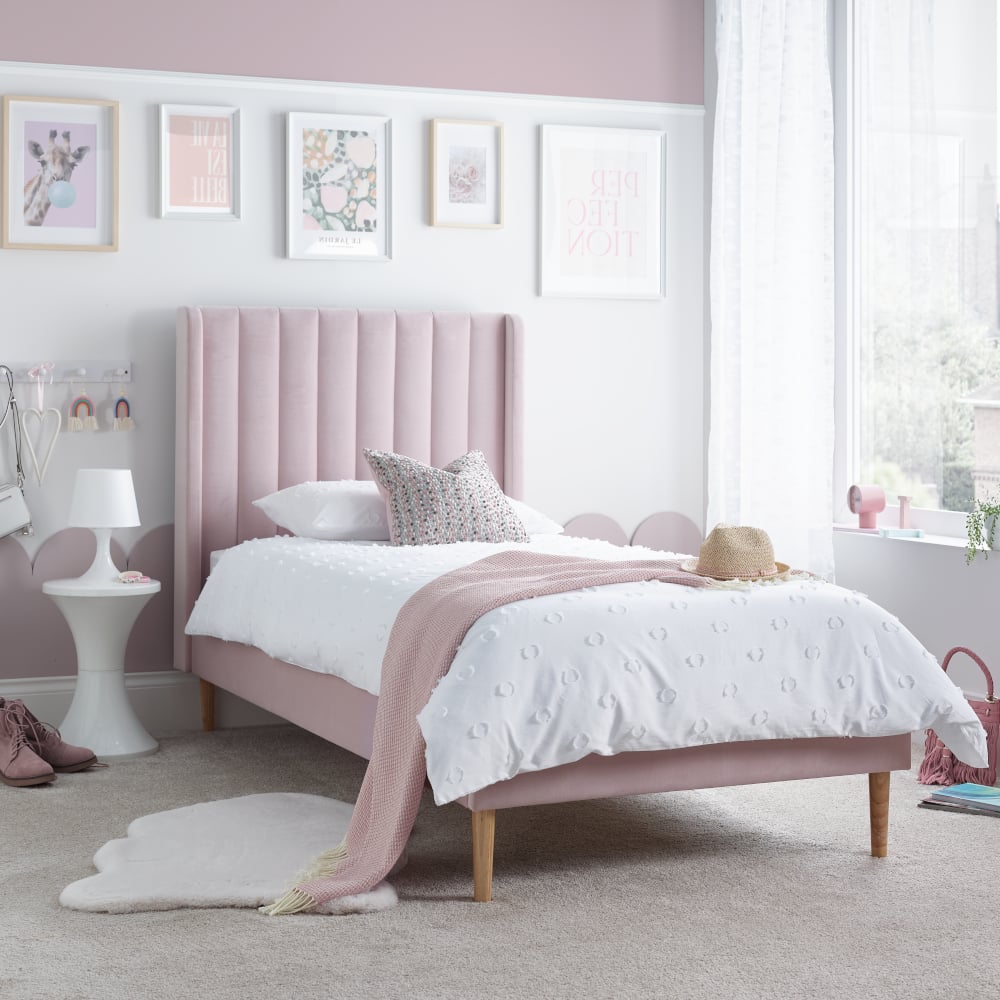 Marlow Pink Velvet Bed