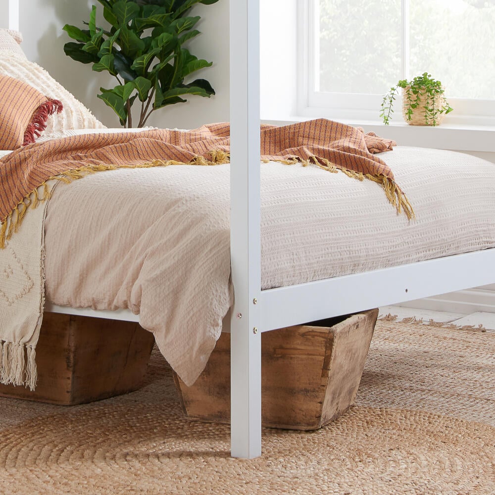 Mercia White Wooden Poster Bed Feet / Under Bed Close-Up