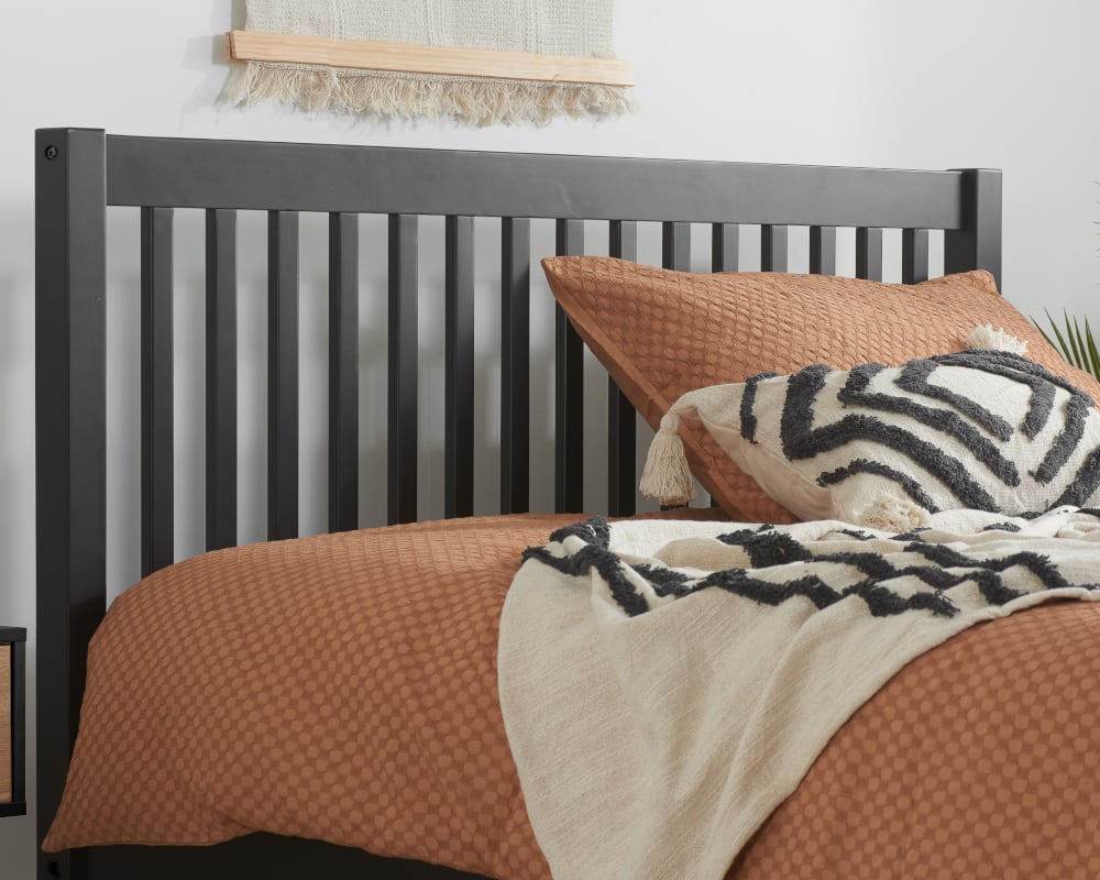 Nova Black Wooden Bed Headboard Close-Up