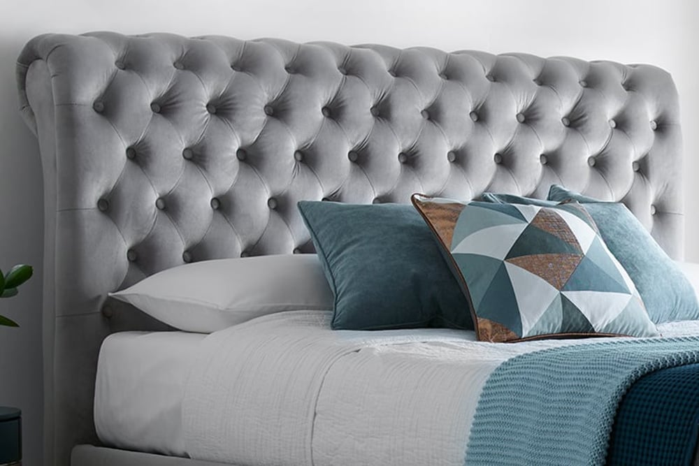 High Headboard With Button Detailing