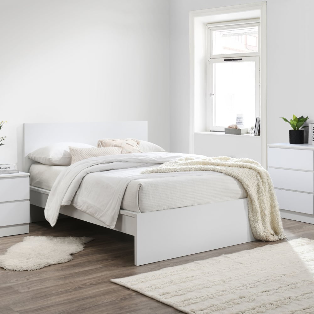 Oslo White Wooden Bed