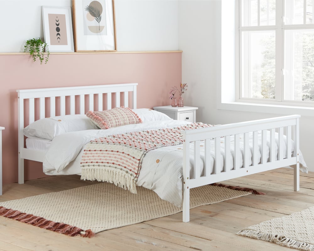Oxford White Wooden Bed