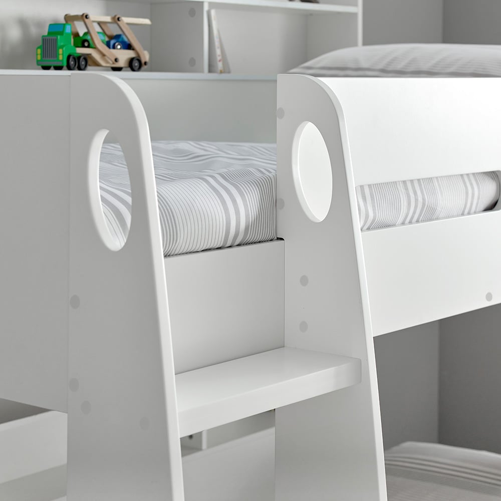 Polaris White Bunk Bed Ladder Close-Up