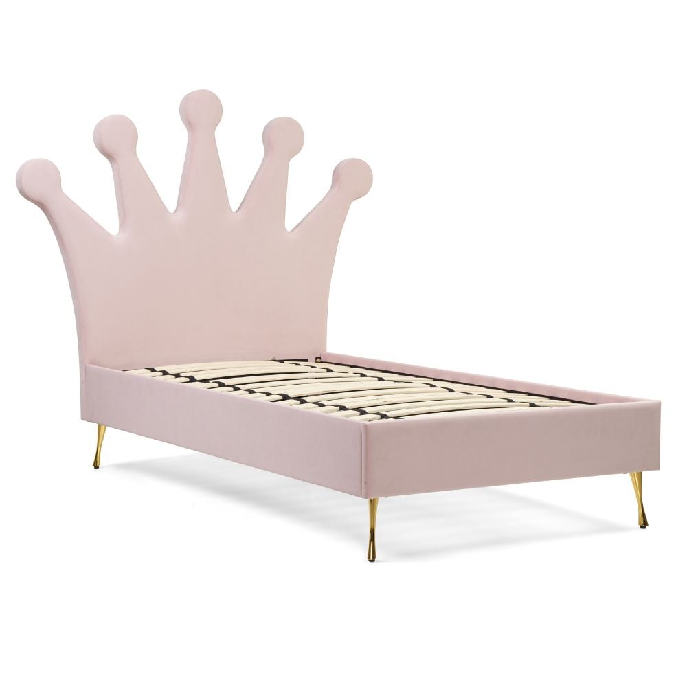 Princess Pink Velvet Kids’ Bed Slatted Base Close-Up