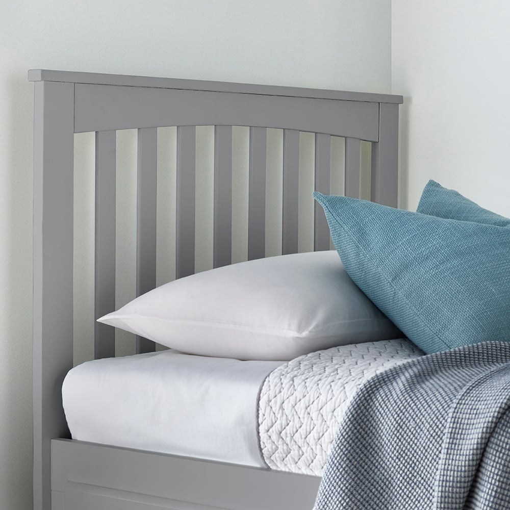 Quest Grey Wooden Storage Bed Headboard Close-Up