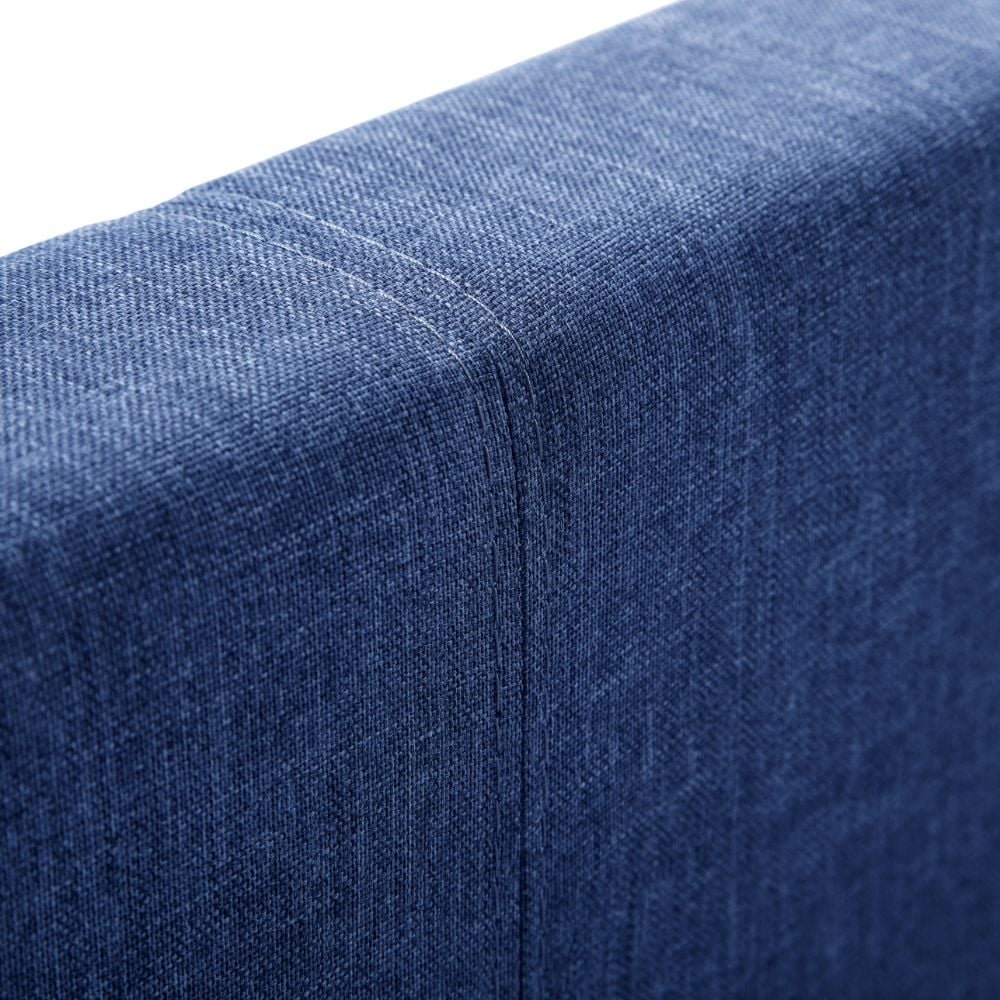 Rialto Dark Blue Fabric Ottoman Storage Bed Headboard Close-Up.