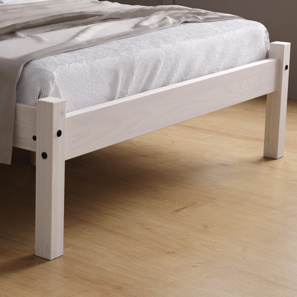 Happy Beds Rio White Washed Double Bed Front Shot