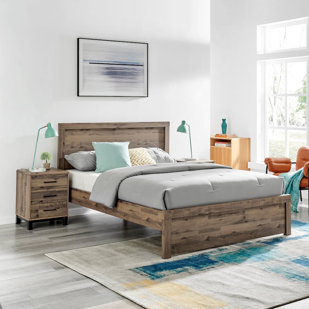 Rodley Wooden Oak Ottoman Bed Full Image