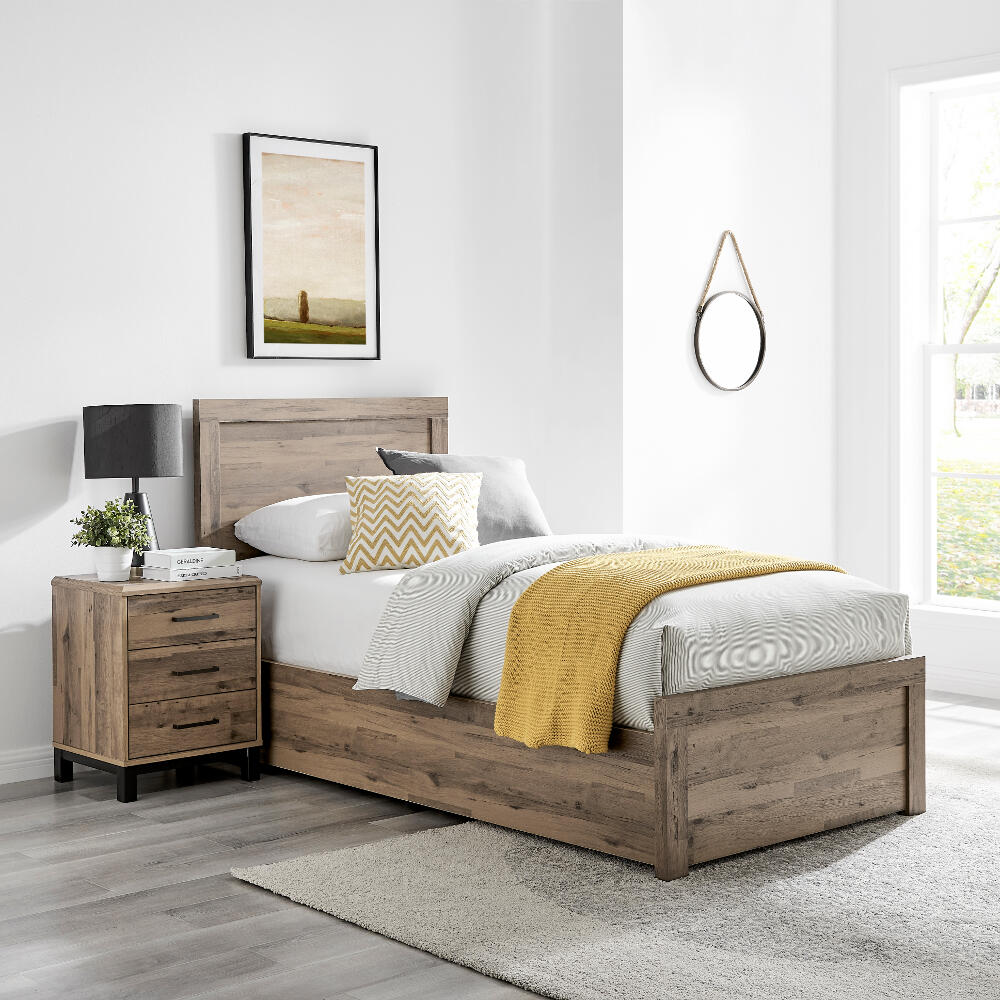 Rodley Wooden Oak Ottoman Bed Full Image