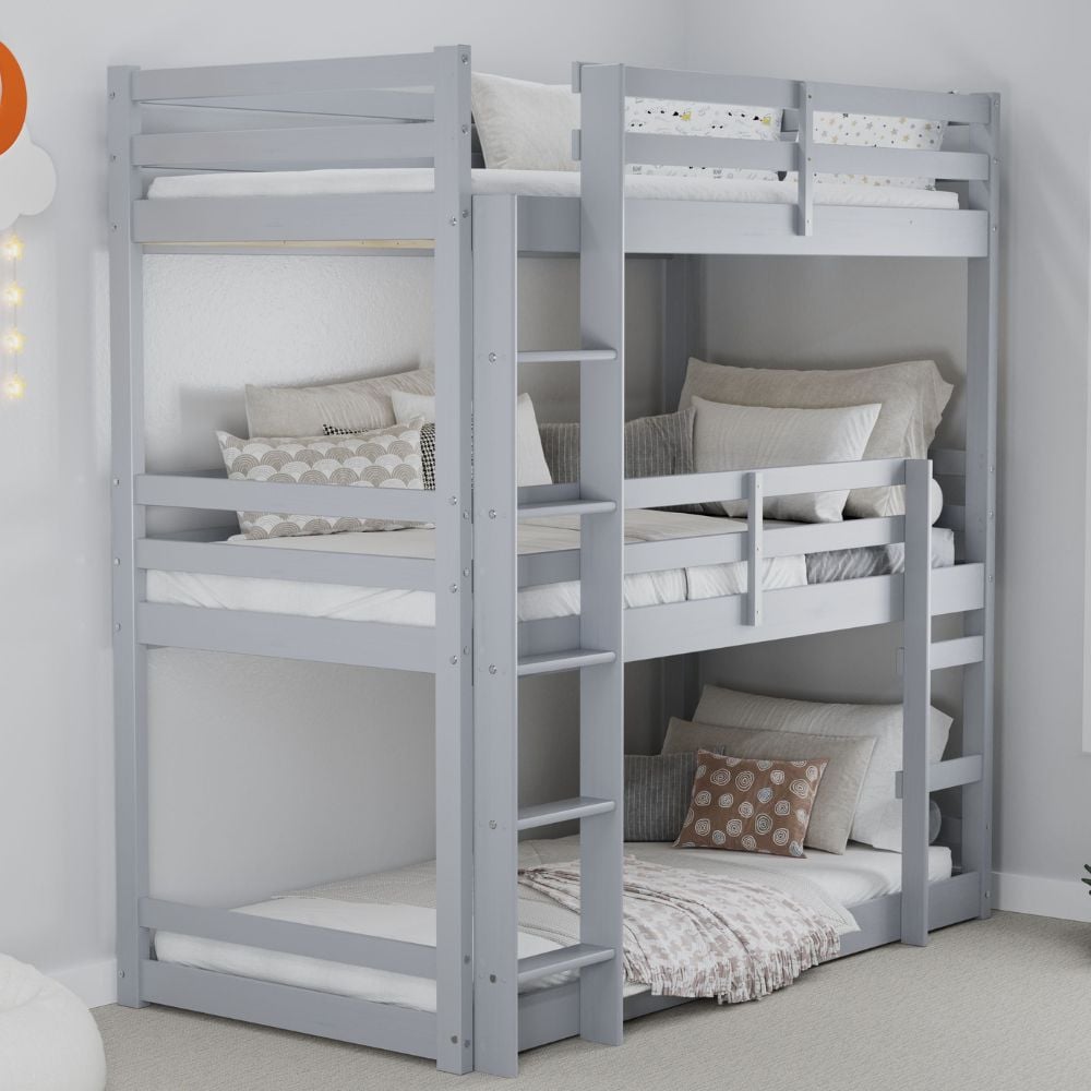 Tressa Grey Wooden Triple Bunk Bed Wide Angle