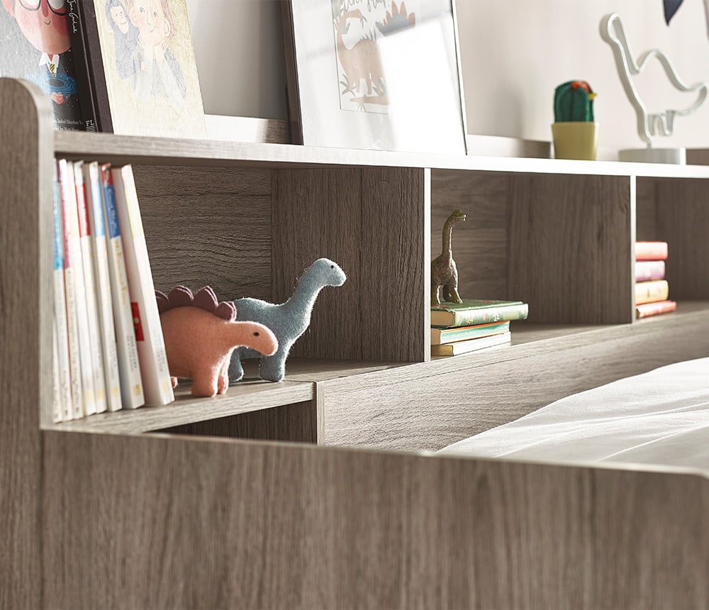 Tuscan Grey Oak Wooden Staircase Bunk Bed Close-Up