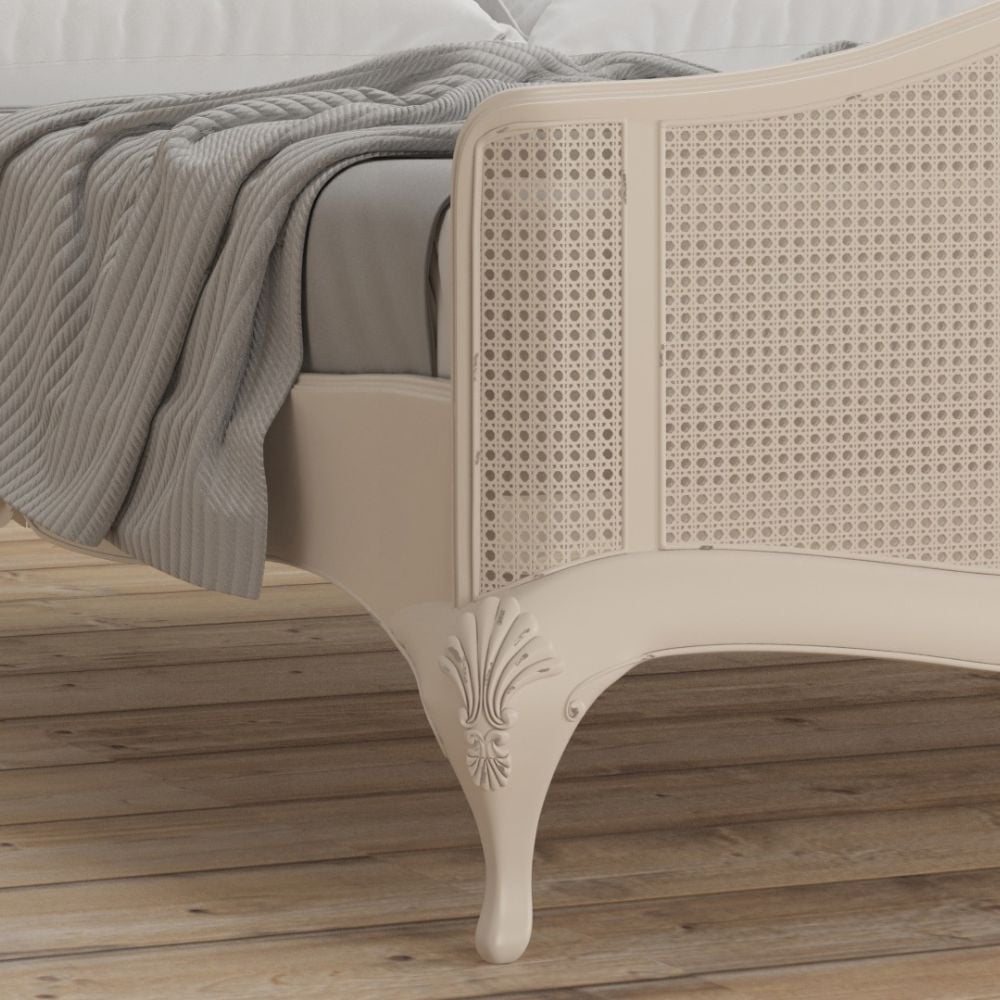Ivory Rattan Bed Base Close-Up