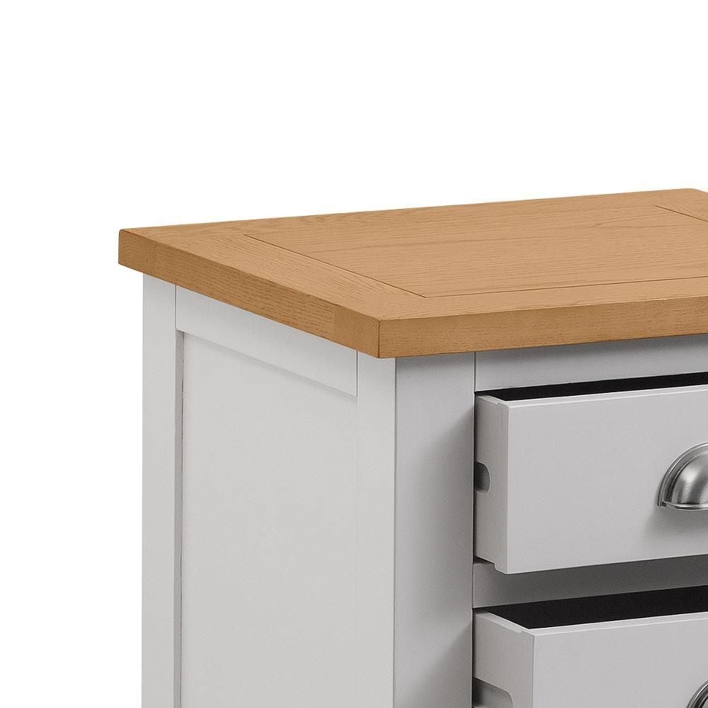 Richmond Grey/Oak 3 Drawer Wooden Bedside Table Happy Beds