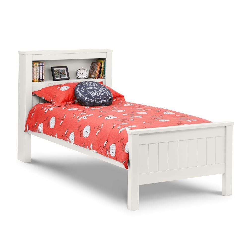 Maine White Wooden Bookcase Bed Frame 3ft Single