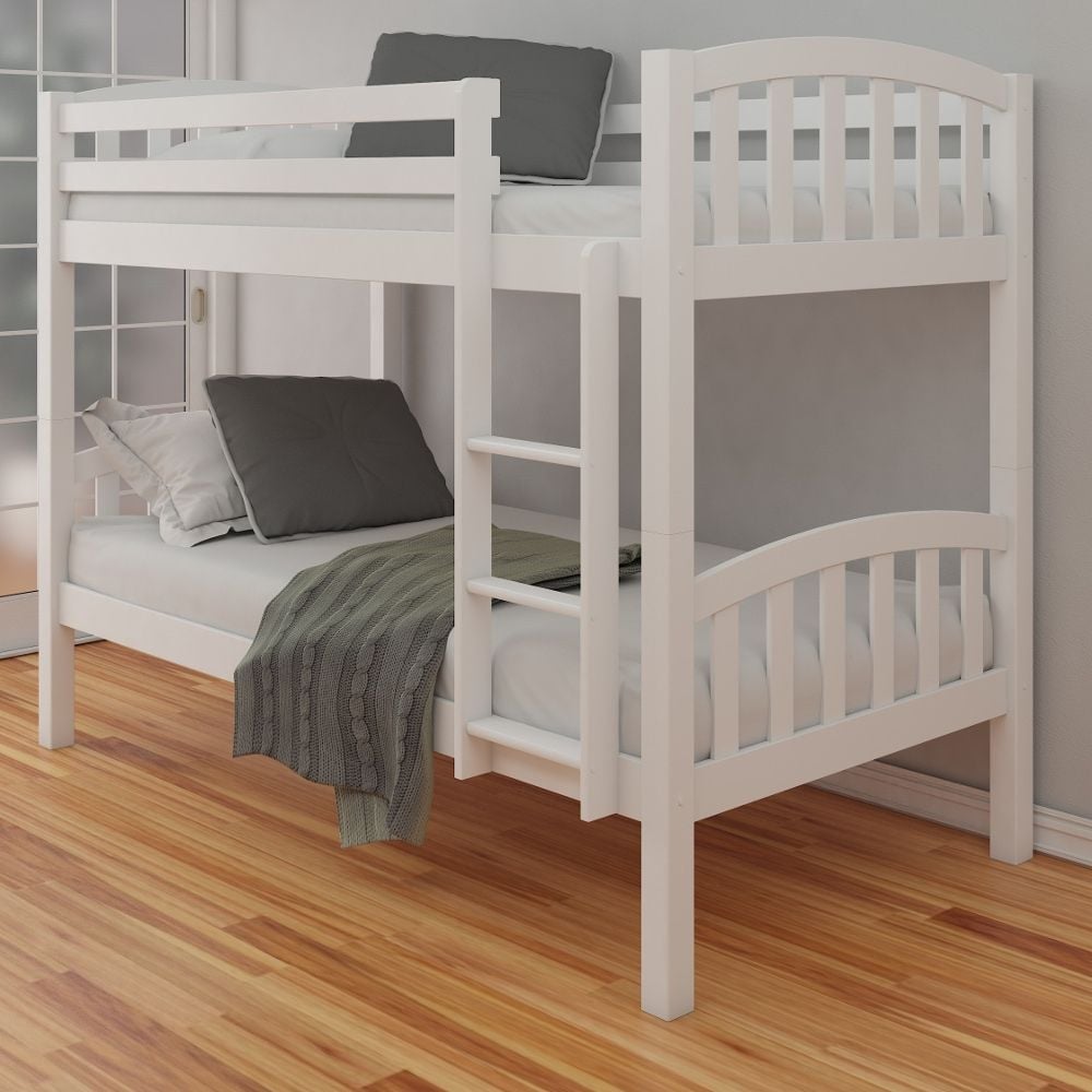 Solid Pine Wooden Bunk Bed Frame, Heavy Duty Bunk Bed Frame White And Pineapple