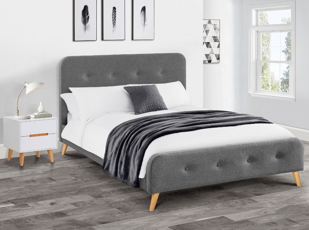 Astrid Grey Fabric Bed Beds Happy, Grey Upholstered Bed King Single