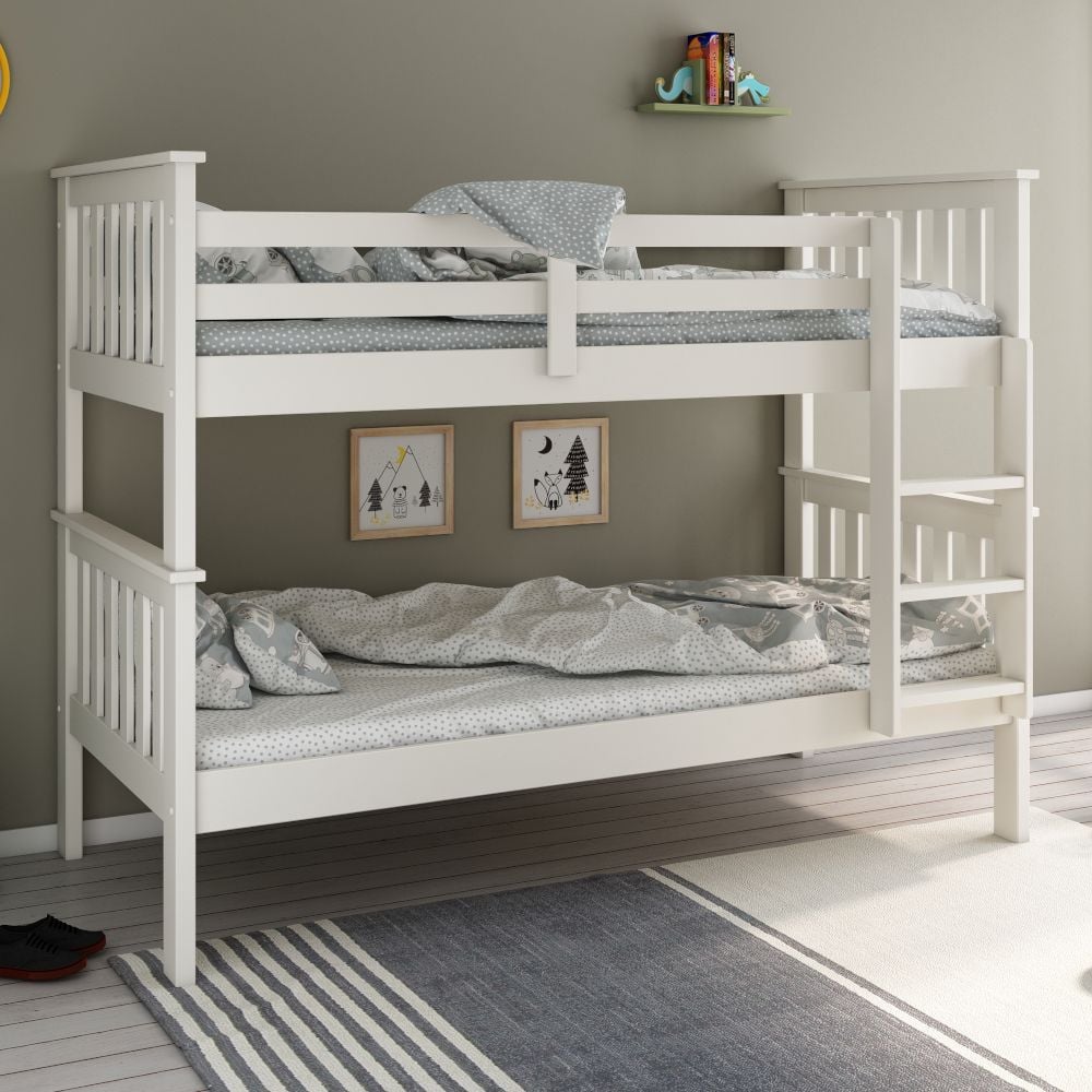 Atlantis White Finish Solid Pine Bunk Bed Happy Beds