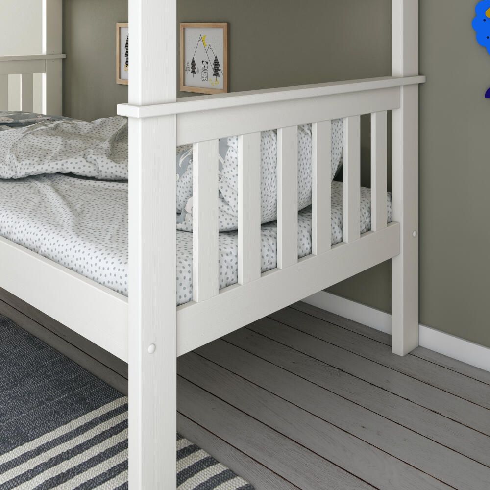 Atlantis White Finish Solid Pine Bunk Bed | Happy Beds