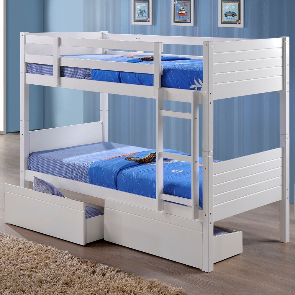 Bedford White Wooden 2 Drawer Storage, Bunk Beds For Less Than 1000