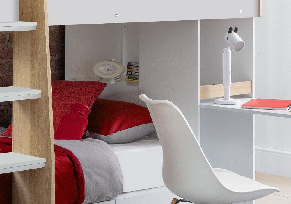 Eclipse Oak and White Wooden Storage Bunk Bed