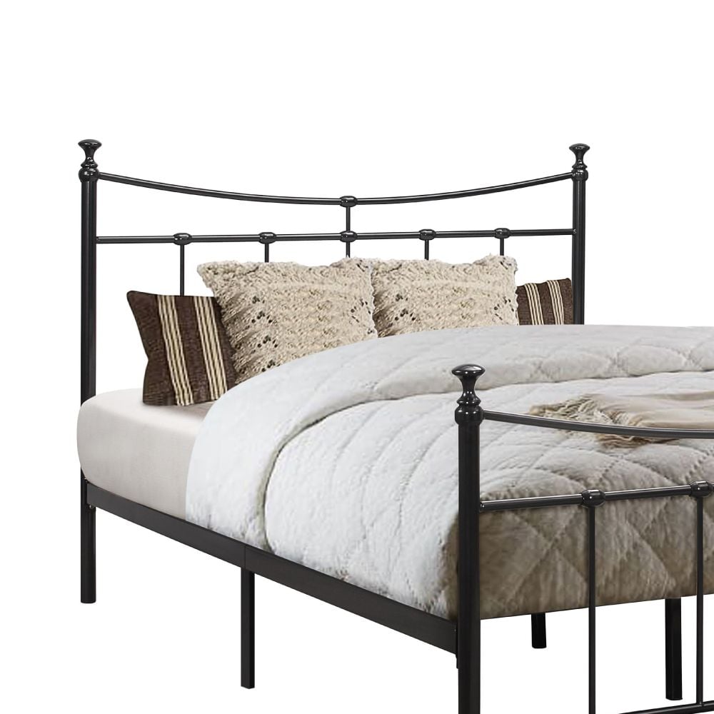 Metal Bed 90 x 190 cm Happy Beds Emily Black Steel Traditional Bed Frame Only 3ft Single 
