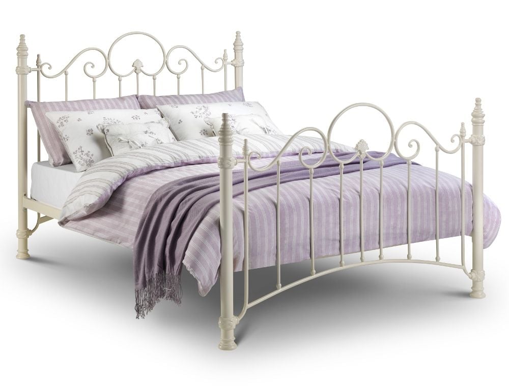 Florence Stone White Metal Bed, Metal Bed Frames White