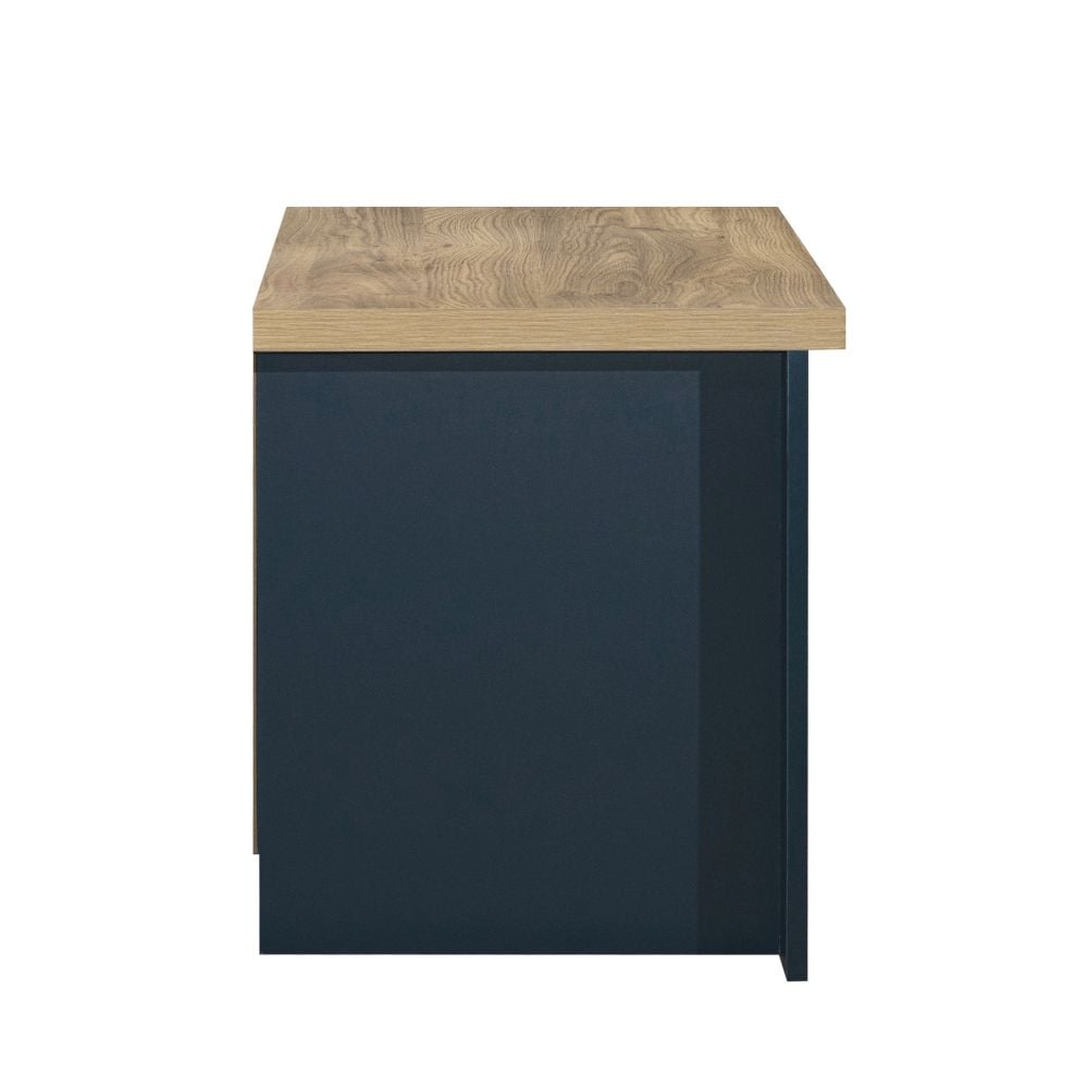Highgate Navy Blue/Oak 2 Drawer Bedside Table Happy Beds