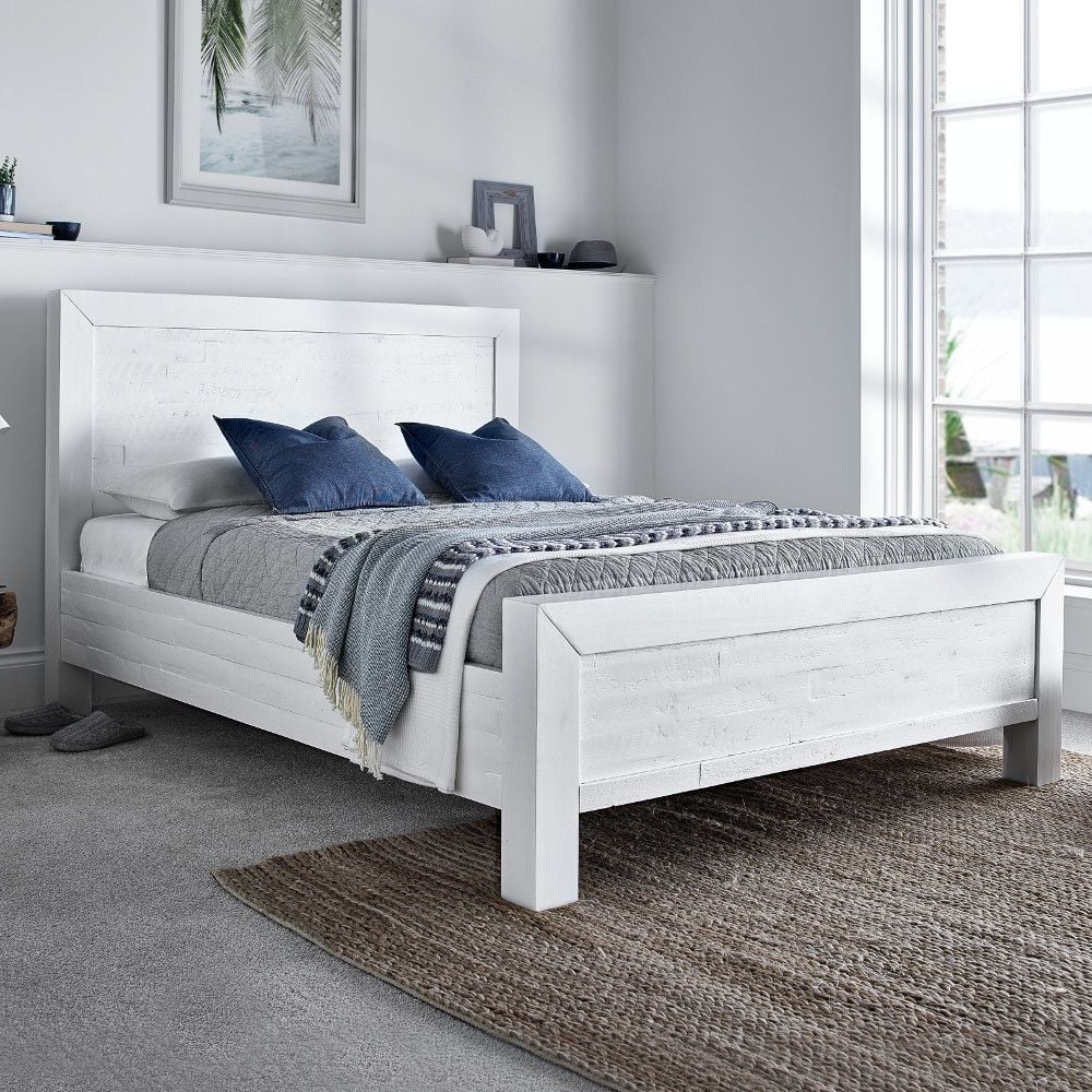 Hoxton White Wooden Bed Bed Happy Beds