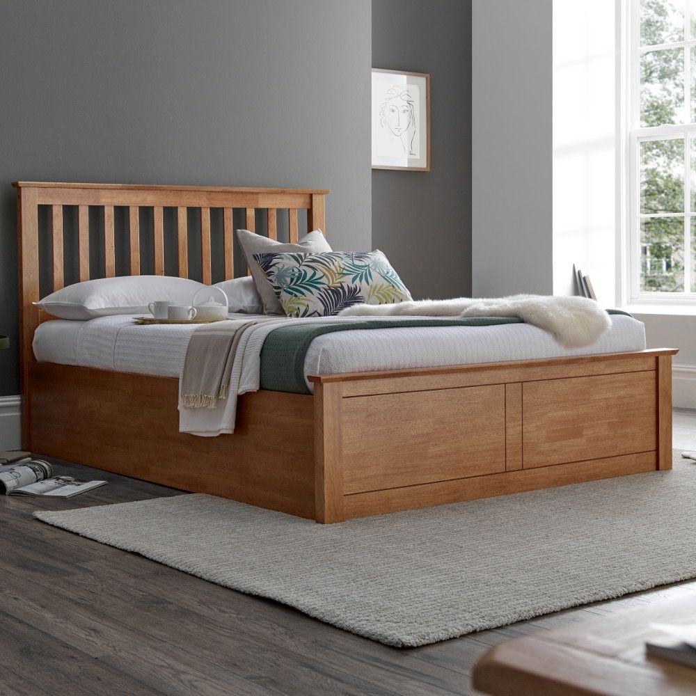 Malmo Oak Wooden Ottoman Bed Frame 4ft6 Double