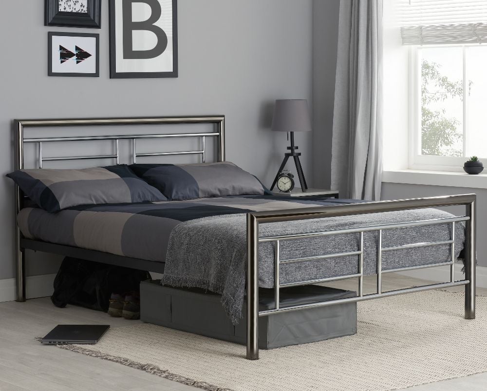 Montana Chrome And Nickel Metal Bed, Tubular Bed Frame Design