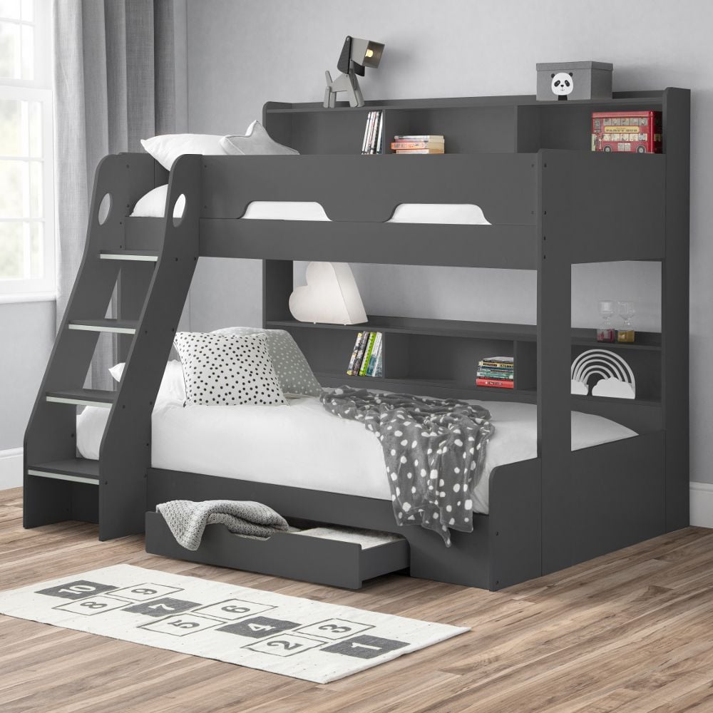 Orion Anthracite Storage Triple Sleeper Bunk Happy Beds
