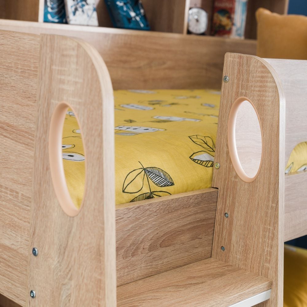 Orion Oak Wooden Storage Bunk Bed Frame Only 3ft Single