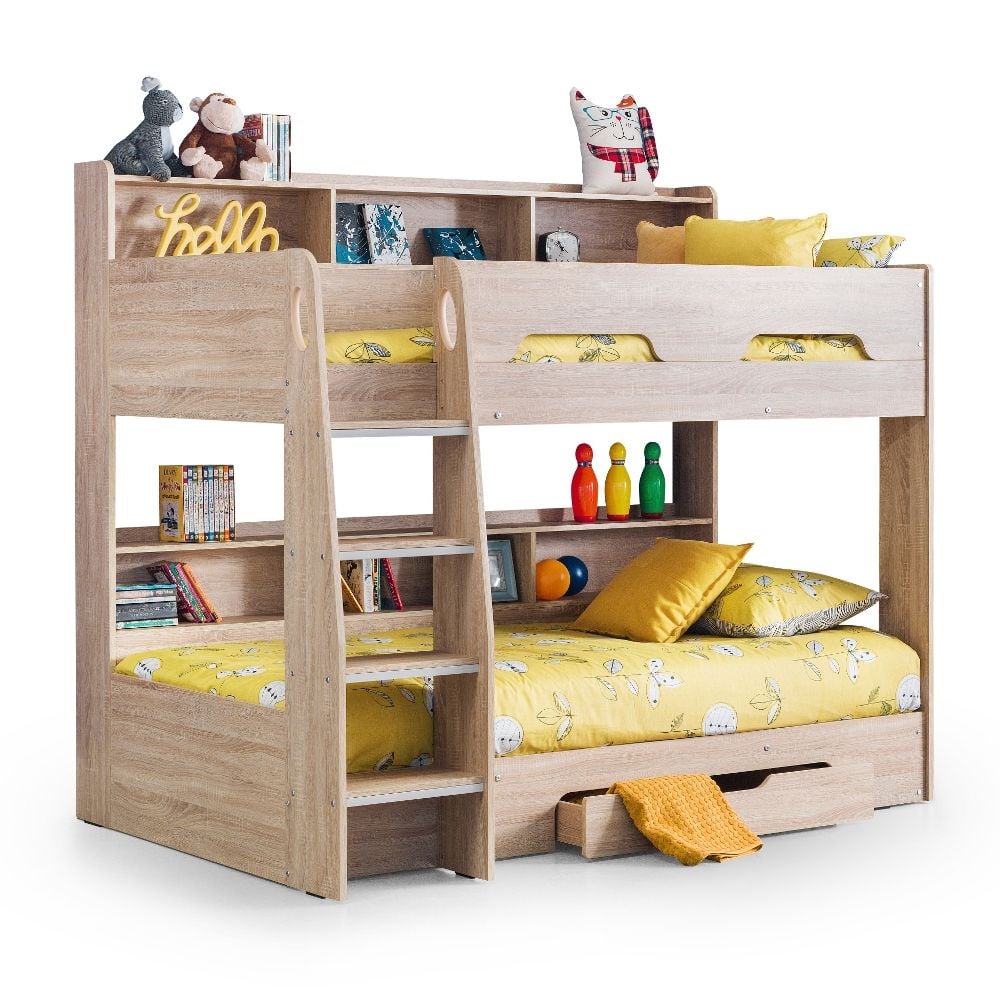 Orion Oak Wooden Storage Bunk Bed Frame Only 3ft Single