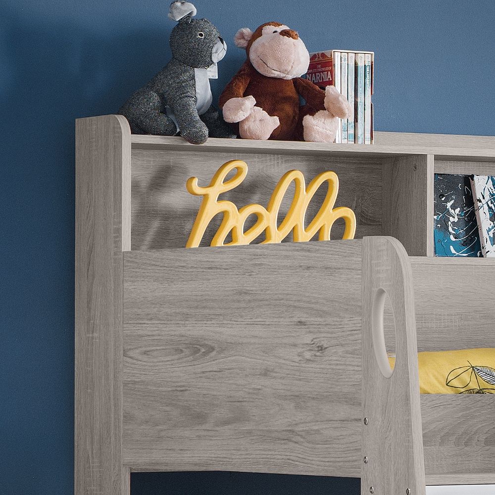 Orion Grey Oak Wooden Storage Bunk Bed Frame Happy Beds