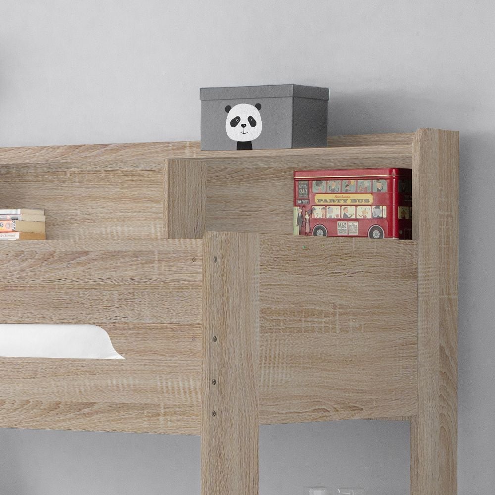 Orion Oak Wooden Storage Triple Sleeper Bunk Bed Frame 3ft Single Top