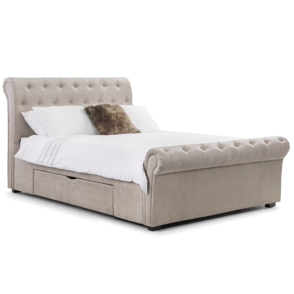 Ravello Mink Fabric 2 Drawer Storage Bed Ravello Mink Fabric 2 Drawer Storage Bed, Material King Size Beds