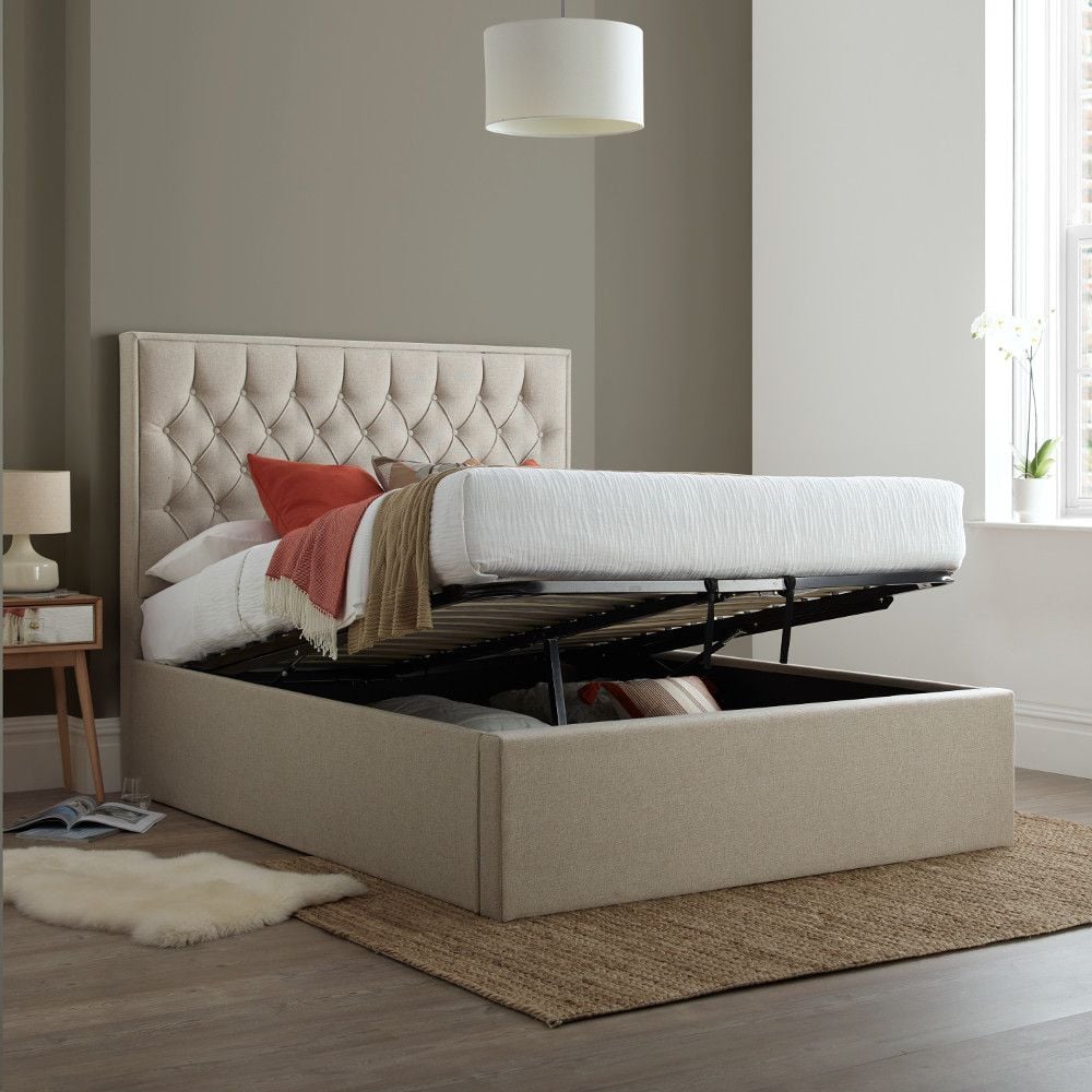 Wilson Oatmeal Fabric Ottoman Storage Bed, Are Ottoman Beds Worth It