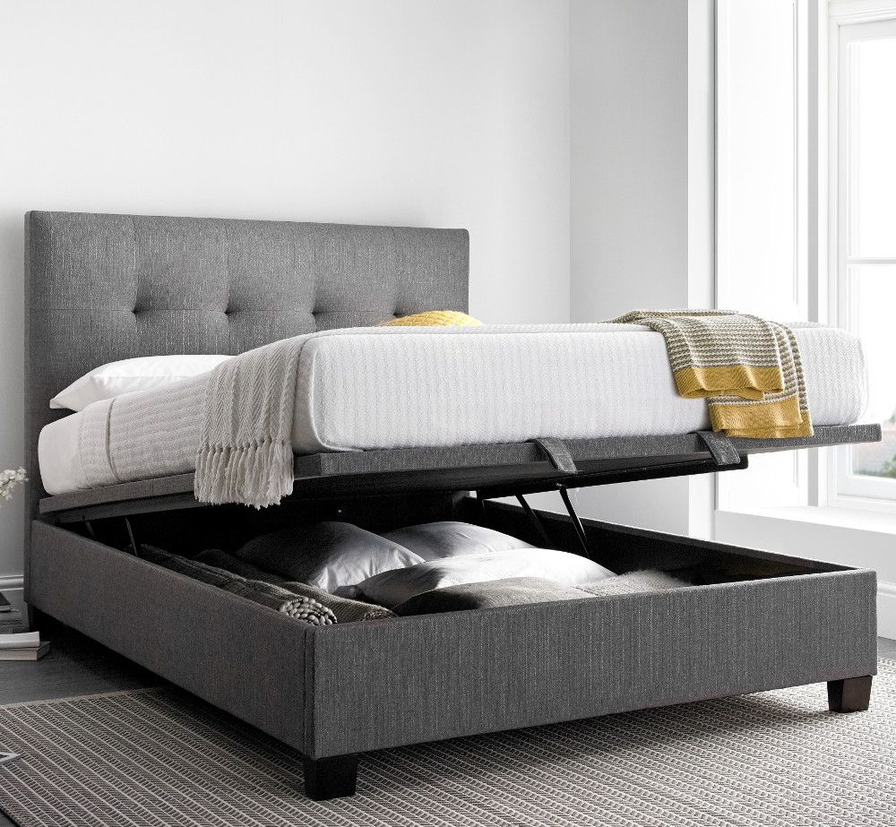 Yorkie Grey Fabric Ottoman Bed, Are Ottoman Beds Worth It