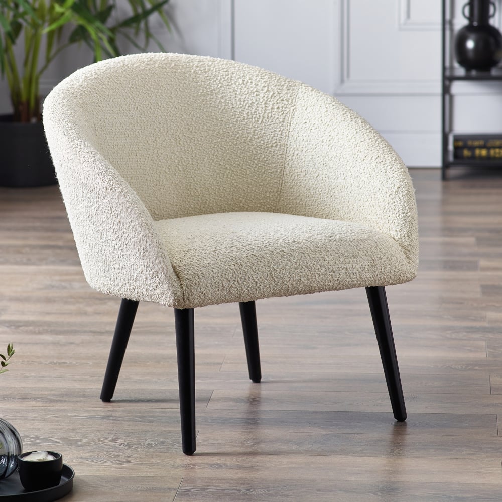 Amari Ivory Boucle Accent Chair Legs Close-Up