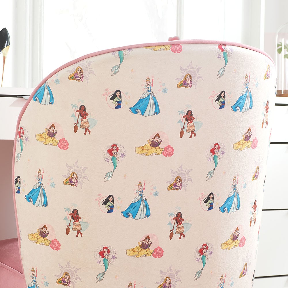 Disney Princess Pink Fabric Accent Chair Backrest Close-Up
