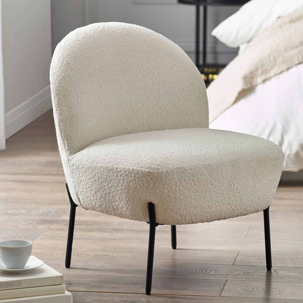 Lulu Ivory Boucle Accent Chair Close-Up