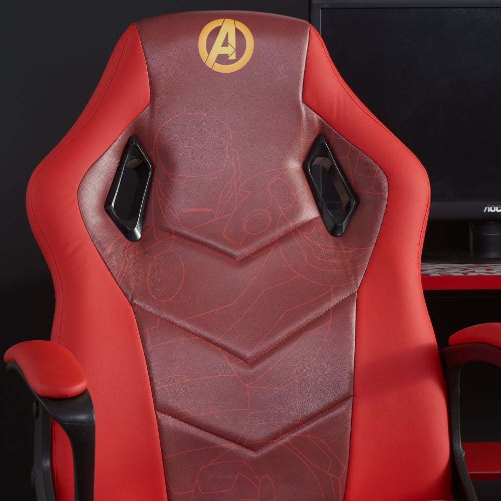 Marvel Avengers Red Leather Computer Gaming Chair Backrest Close-Up