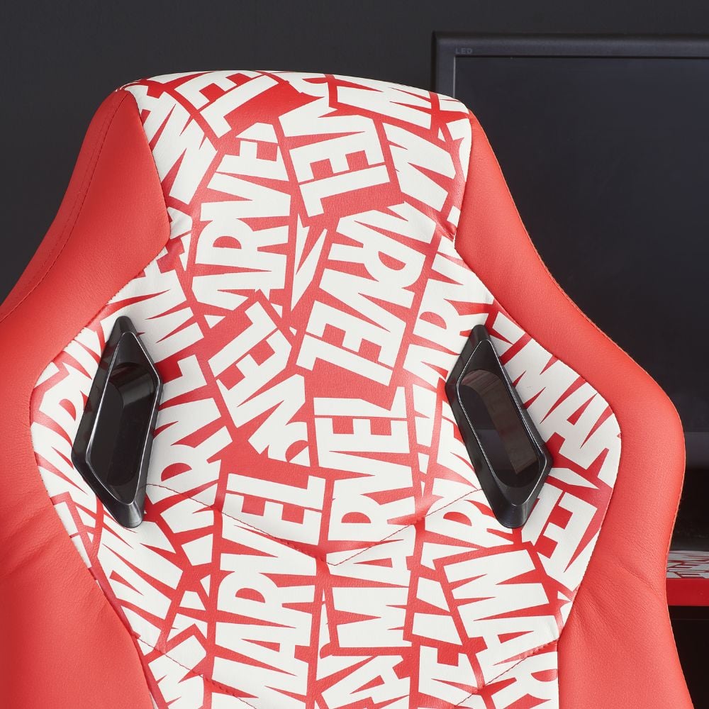Marvel Red Leather Computer Gaming Chair Backrest Close-Up