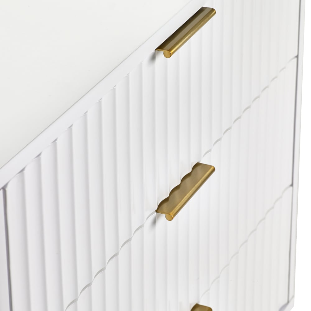 Murano White Wooden 3 Drawer Chest Handles Close-Up