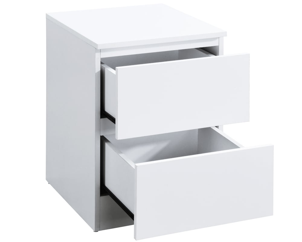 Oslo White 2-Drawer Bedside Table Drawers Close-Up