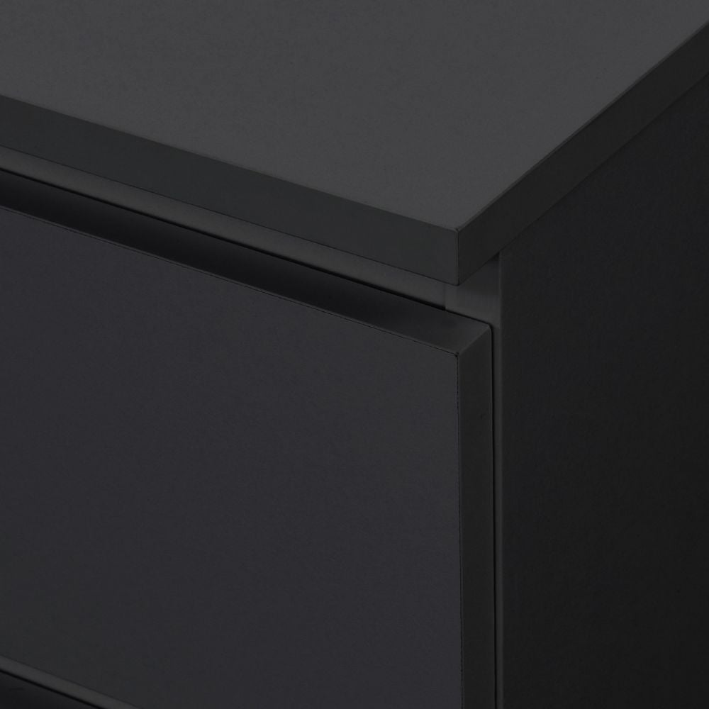 Oslo Black 3-Drawer Bedside Table Close-Up