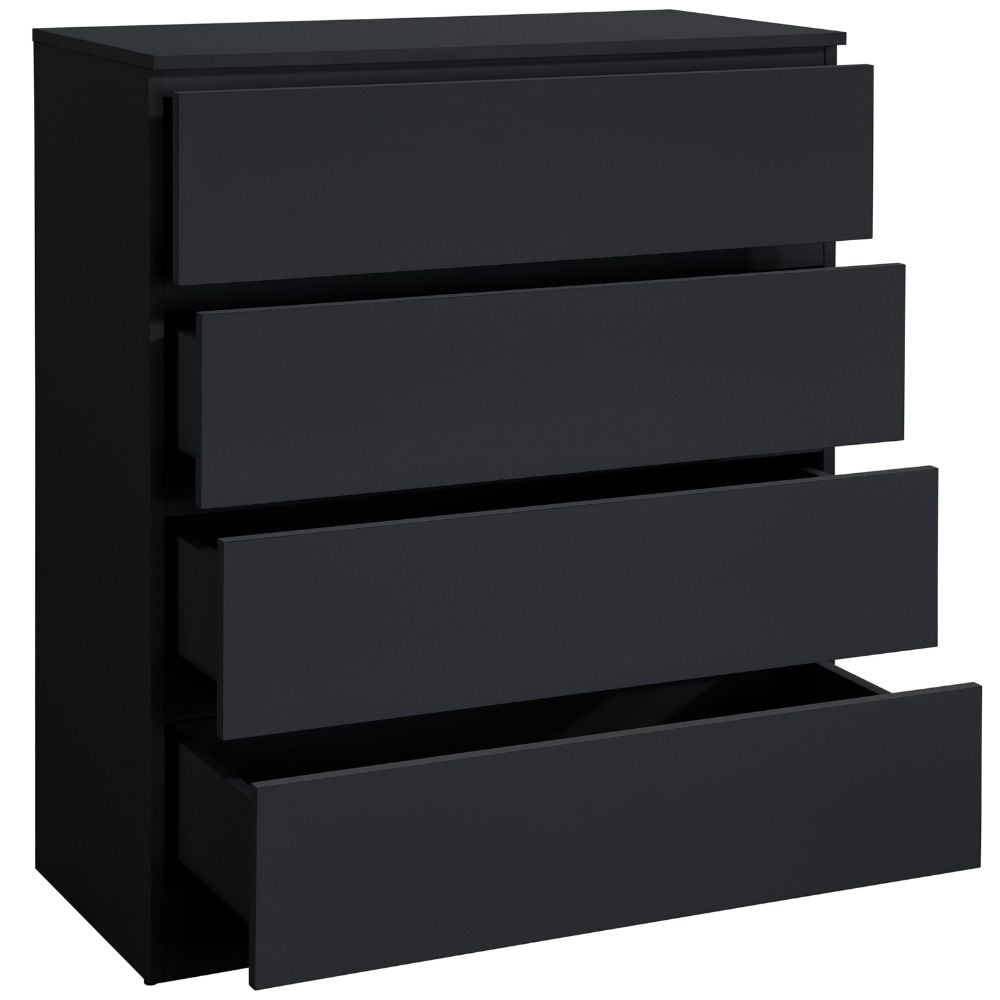 Oslo Black 4-Drawer Chest Drawers Close-Up