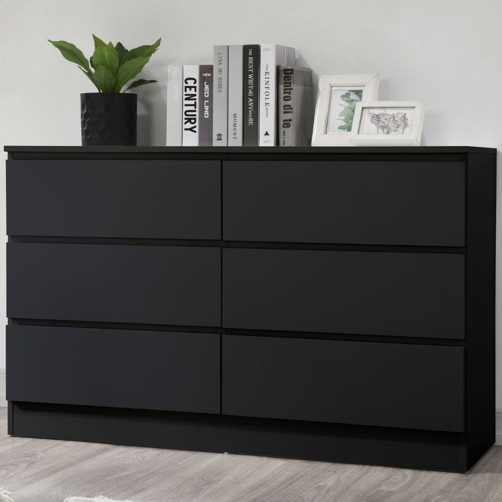 Oslo Black 6-Drawer Chest of Drawers